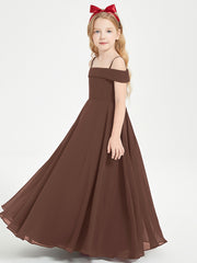 Chic Robes de Demoiselles d'Honneur Junior Hors de l'Épaule Chocolat
