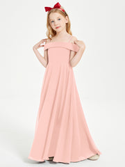 Chic Robes de Demoiselles d'Honneur Junior Hors de l'Épaule Corail
