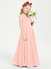 Chic Robes de Demoiselles d'Honneur Junior Hors de l'Épaule Corail