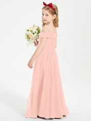 Chic Robes de Demoiselles d'Honneur Junior Hors de l'Épaule Corail
