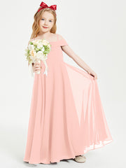 Chic Robes de Demoiselles d'Honneur Junior Hors de l'Épaule Corail