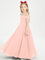 Chic Robes de Demoiselles d'Honneur Junior Hors de l'Épaule Corail
