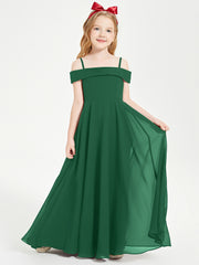 Chic Robes de Demoiselles d'Honneur Junior Hors de l'Épaule Vert Foncé