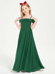 Chic Robes de Demoiselles d'Honneur Junior Hors de l'Épaule Vert Foncé