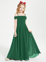Chic Robes de Demoiselles d'Honneur Junior Hors de l'Épaule Vert Foncé