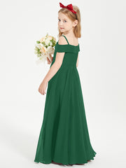 Chic Robes de Demoiselles d'Honneur Junior Hors de l'Épaule Vert Foncé