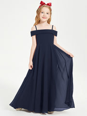 Chic Robes de Demoiselles d'Honneur Junior Hors de l'Épaule Bleu Marine