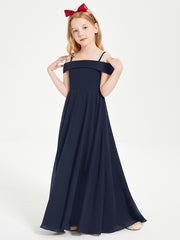 Chic Robes de Demoiselles d'Honneur Junior Hors de l'Épaule Bleu Marine