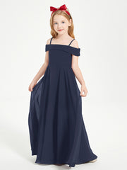 Chic Robes de Demoiselles d'Honneur Junior Hors de l'Épaule Bleu Marine