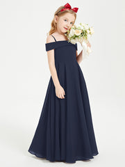 Chic Robes de Demoiselles d'Honneur Junior Hors de l'Épaule Bleu Marine