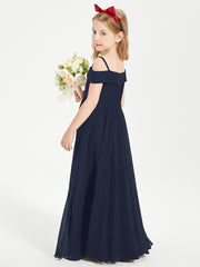 Chic Robes de Demoiselles d'Honneur Junior Hors de l'Épaule Bleu Marine