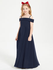Chic Robes de Demoiselles d'Honneur Junior Hors de l'Épaule Bleu Marine