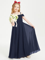 Chic Robes de Demoiselles d'Honneur Junior Hors de l'Épaule Bleu Marine