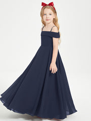 Chic Robes de Demoiselles d'Honneur Junior Hors de l'Épaule Bleu Marine