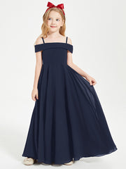 Chic Robes de Demoiselles d'Honneur Junior Hors de l'Épaule Bleu Marine