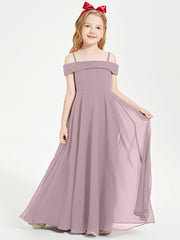 Chic Robes de Demoiselles d'Honneur Junior Hors de l'Épaule Dusk