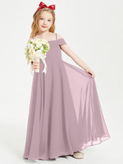 Chic Robes de Demoiselles d'Honneur Junior Hors de l'Épaule Dusk