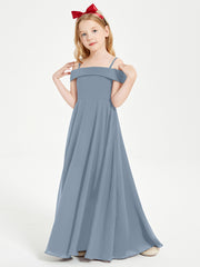Chic Robes de Demoiselles d'Honneur Junior Hors de l'Épaule Bleu Poudré