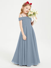 Chic Robes de Demoiselles d'Honneur Junior Hors de l'Épaule Bleu Poudré