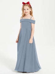 Chic Robes de Demoiselles d'Honneur Junior Hors de l'Épaule Bleu Poudré