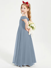Chic Robes de Demoiselles d'Honneur Junior Hors de l'Épaule Bleu Poudré