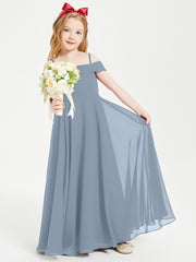 Chic Robes de Demoiselles d'Honneur Junior Hors de l'Épaule Bleu Poudré