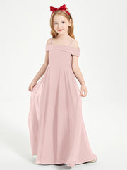 Chic Robes de Demoiselles d'Honneur Junior Hors de l'Épaule Rose Poudré
