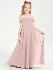 Chic Robes de Demoiselles d'Honneur Junior Hors de l'Épaule Rose Poudré