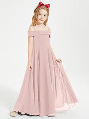 Chic Robes de Demoiselles d'Honneur Junior Hors de l'Épaule Rose Poudré