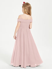 Chic Robes de Demoiselles d'Honneur Junior Hors de l'Épaule Rose Poudré