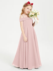 Chic Robes de Demoiselles d'Honneur Junior Hors de l'Épaule Rose Poudré