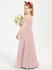 Chic Robes de Demoiselles d'Honneur Junior Hors de l'Épaule Rose Poudré