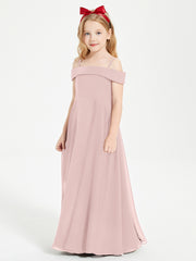 Chic Robes de Demoiselles d'Honneur Junior Hors de l'Épaule Rose Poudré