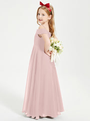 Chic Robes de Demoiselles d'Honneur Junior Hors de l'Épaule Rose Poudré
