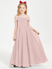 Chic Robes de Demoiselles d'Honneur Junior Hors de l'Épaule Rose Poudré