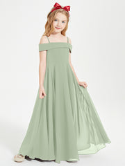 Chic Robes de Demoiselles d'Honneur Junior Hors de l'Épaule Sauge Poudrée