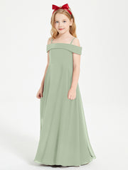Chic Robes de Demoiselles d'Honneur Junior Hors de l'Épaule Sauge Poudrée