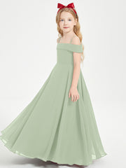 Chic Robes de Demoiselles d'Honneur Junior Hors de l'Épaule Sauge Poudrée