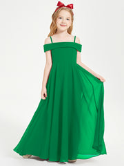 Chic Robes de Demoiselles d'Honneur Junior Hors de l'Épaule Emeraude