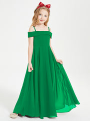 Chic Robes de Demoiselles d'Honneur Junior Hors de l'Épaule Emeraude