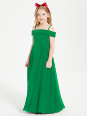 Chic Robes de Demoiselles d'Honneur Junior Hors de l'Épaule Emeraude