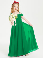 Chic Robes de Demoiselles d'Honneur Junior Hors de l'Épaule Emeraude