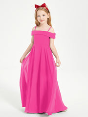 Chic Robes de Demoiselles d'Honneur Junior Hors de l'Épaule Fuchsia