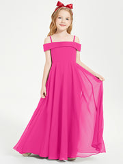 Chic Robes de Demoiselles d'Honneur Junior Hors de l'Épaule Fuchsia