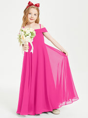 Chic Robes de Demoiselles d'Honneur Junior Hors de l'Épaule Fuchsia