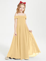 Chic Robes de Demoiselles d'Honneur Junior Hors de l'Épaule Or