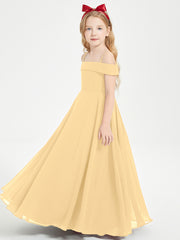 Chic Robes de Demoiselles d'Honneur Junior Hors de l'Épaule Or