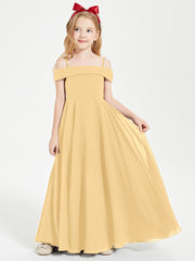 Chic Robes de Demoiselles d'Honneur Junior Hors de l'Épaule Or