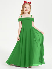 Chic Robes de Demoiselles d'Honneur Junior Hors de l'Épaule Vert