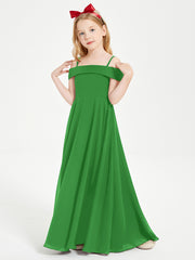 Chic Robes de Demoiselles d'Honneur Junior Hors de l'Épaule Vert